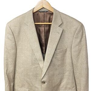 Jack Victor Herringbone Wool Tan Blazer 44 Long
